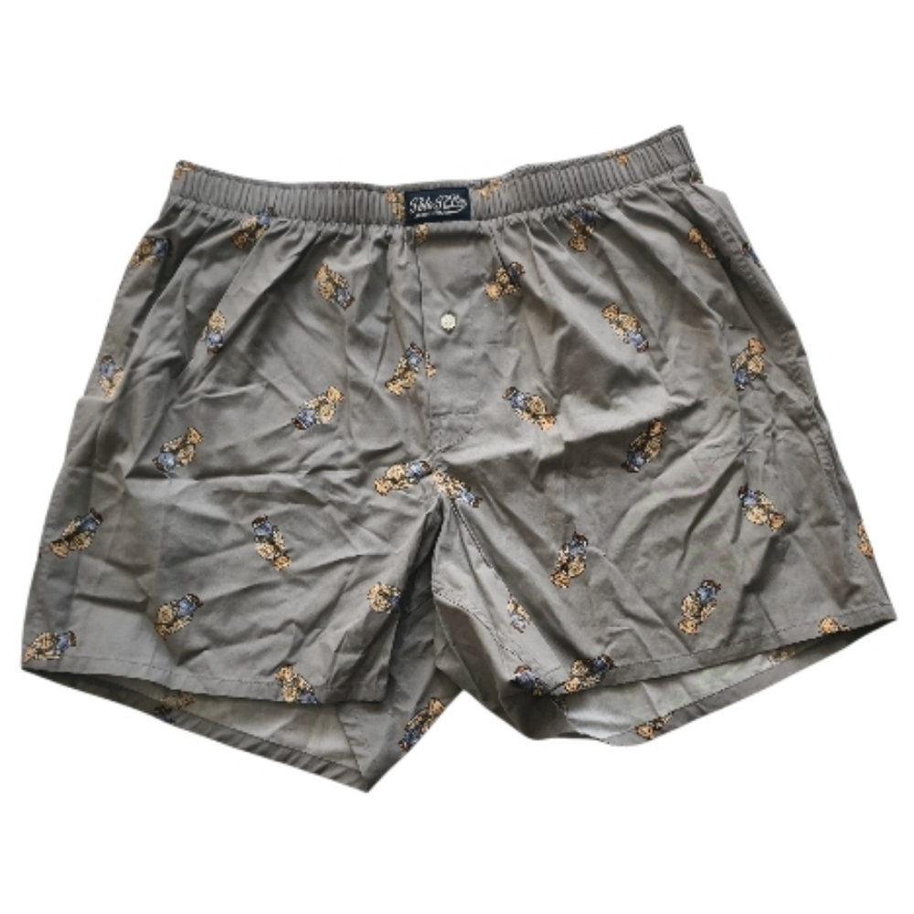 Polo Ralph Lauren Bear Boxer Shorts L Gray Cotton Lounge Sleepwear NWOT